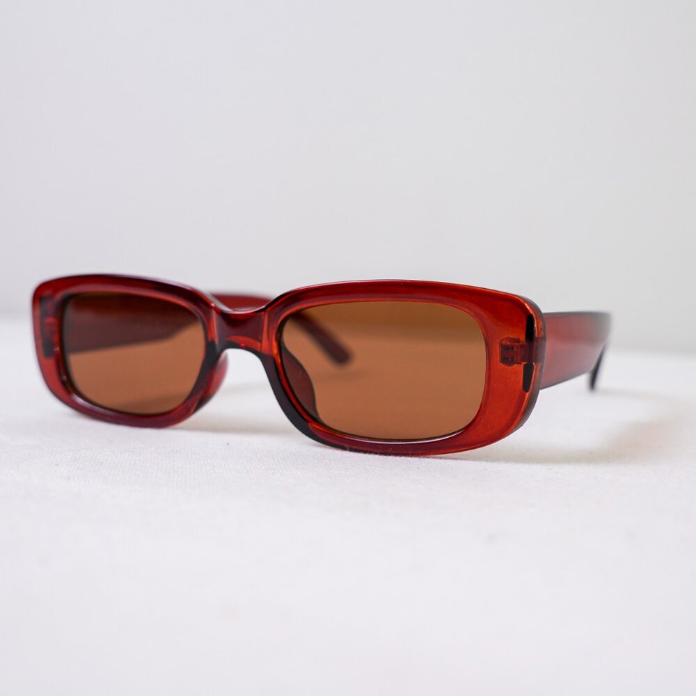 y2k rectangle retro style brown Frame, brown Lens frame sunglasses